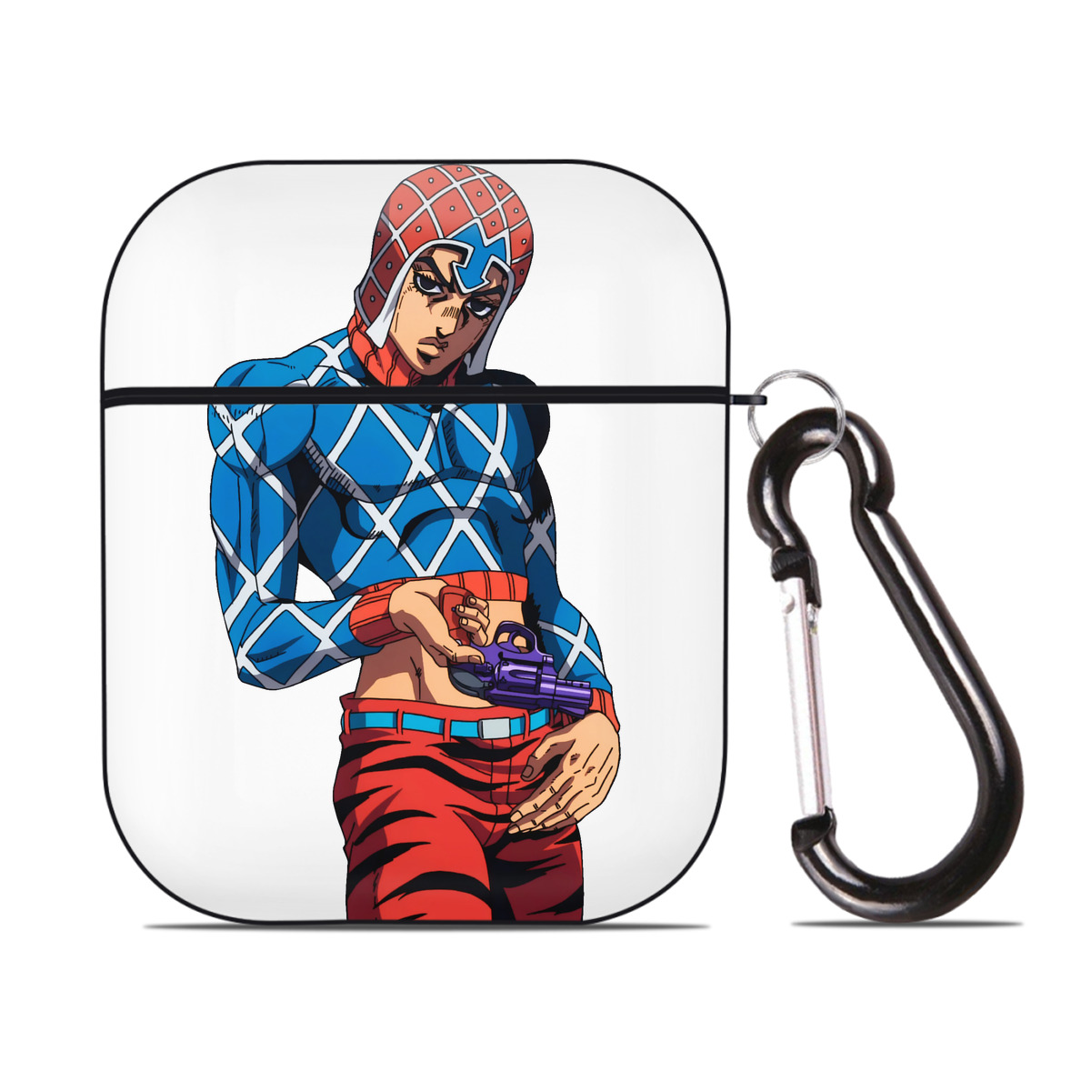 （画像用） ジョジョの奇妙な冒険 グイード?ミスタ JoJo's Bizarre Adventure Guido Mista AirPods 第2世代保護ケース ハードシェル ブラック 耐衝撃・防指紋・カラビナ付き