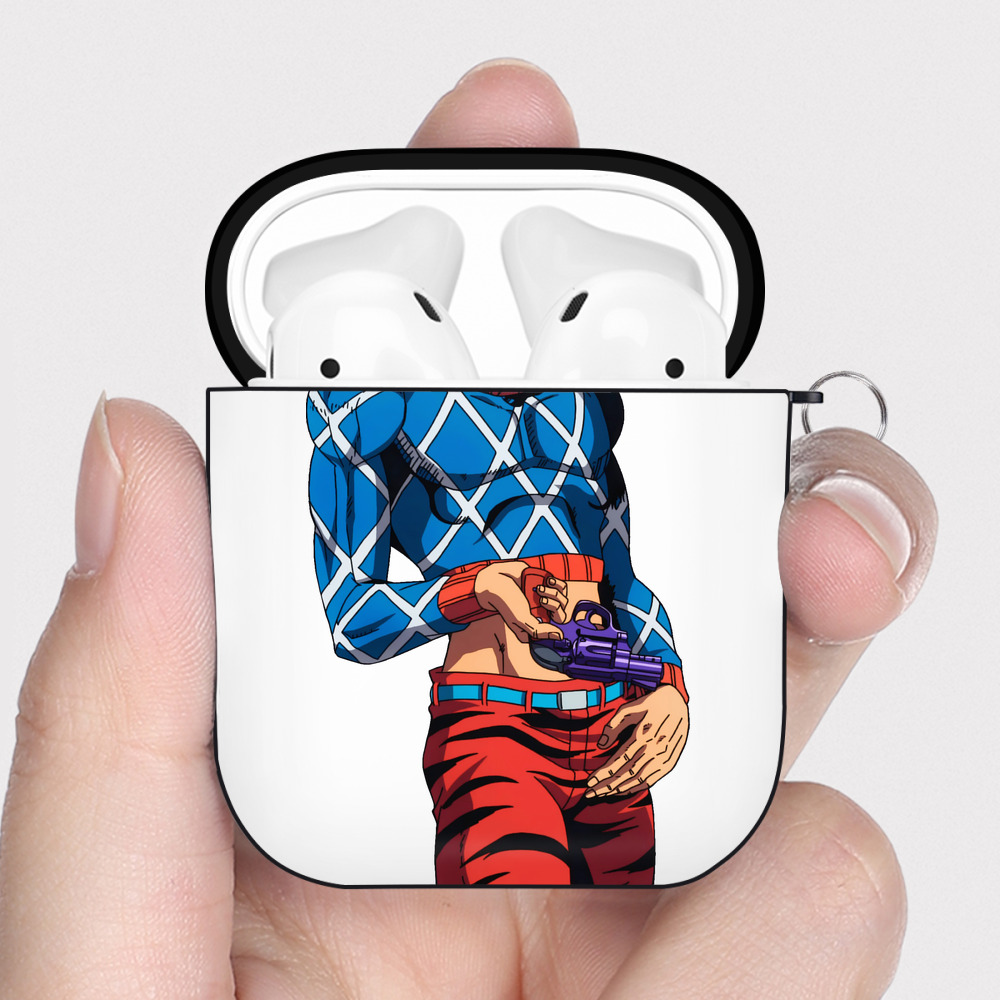 （画像用） ジョジョの奇妙な冒険 グイード?ミスタ JoJo's Bizarre Adventure Guido Mista AirPods 第2世代保護ケース ハードシェル ブラック 耐衝撃・防指紋・カラビナ付き