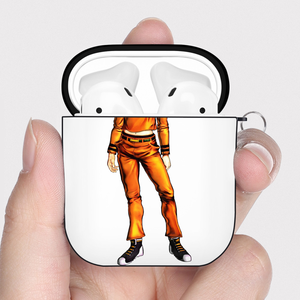 （画像用） ジョジョの奇妙な冒険 東方定助 JoJo's Bizarre Adventure Higashikata Josuke AirPods 第2世代保護ケース ハードシェル ブラック 耐衝撃・防指紋・カラビナ付き