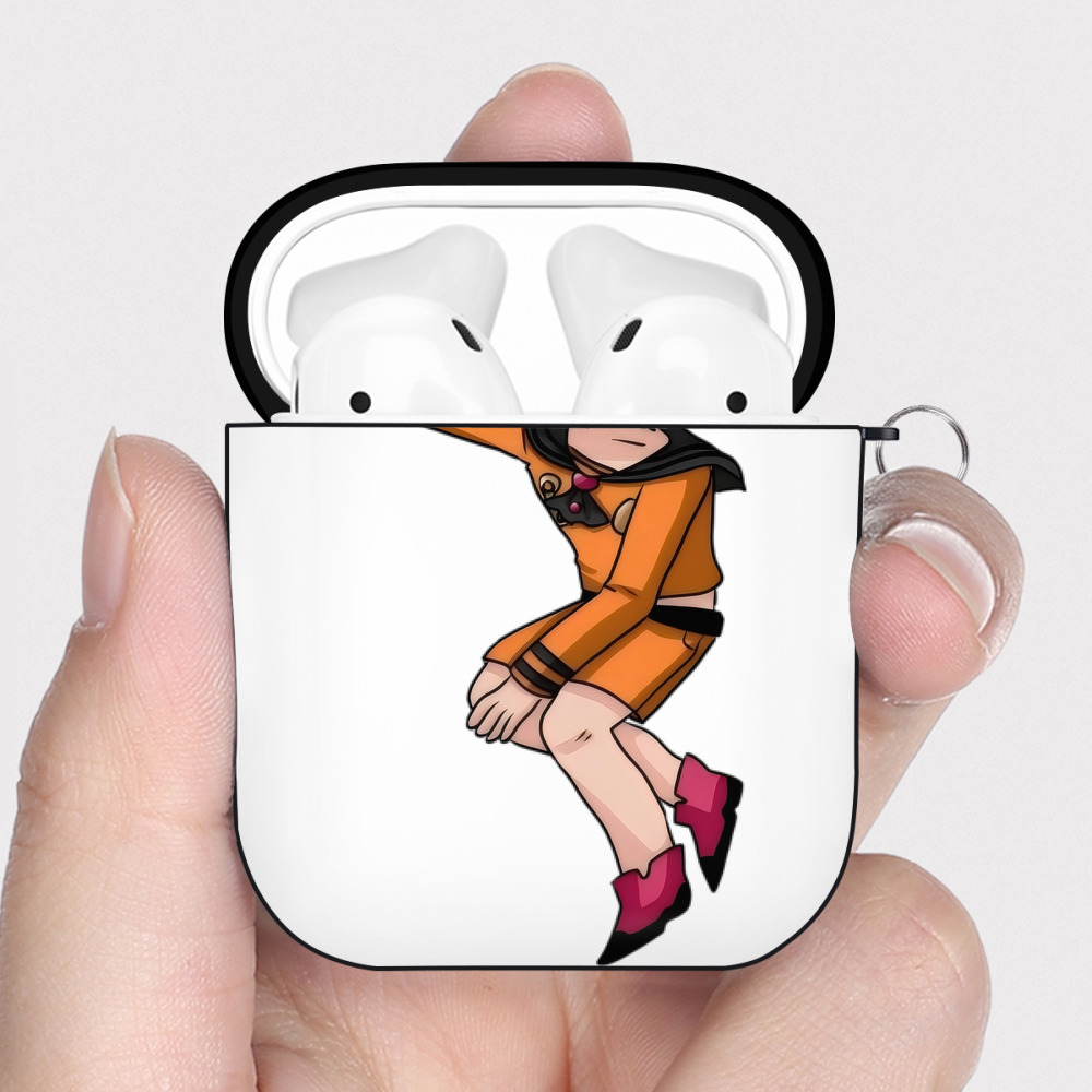 （画像用） ジョジョの奇妙な冒険 東方定助 JoJo's Bizarre Adventure Higashikata Josuke AirPods 第2世代保護ケース ハードシェル ブラック 耐衝撃・防指紋・カラビナ付き