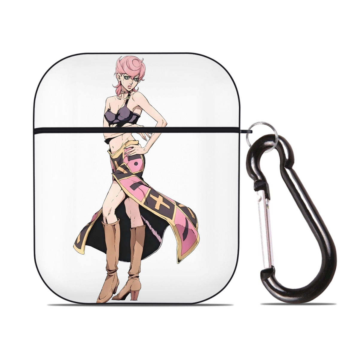 （画像用） ジョジョの奇妙な冒険 トリッシュ?ウナ JoJo's Bizarre Adventure Trish Una AirPods 第2世代保護ケース ハードシェル ブラック 耐衝撃・防指紋・カラビナ付き