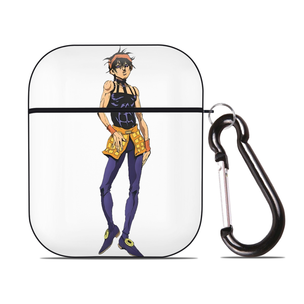 （画像用） ジョジョの奇妙な冒険 ナランチャ?ギルガ JoJo's Bizarre Adventure Narancia Ghirga AirPods 第2世代保護ケース ハードシェル ブラック 耐衝撃・防指紋・カラビナ付き