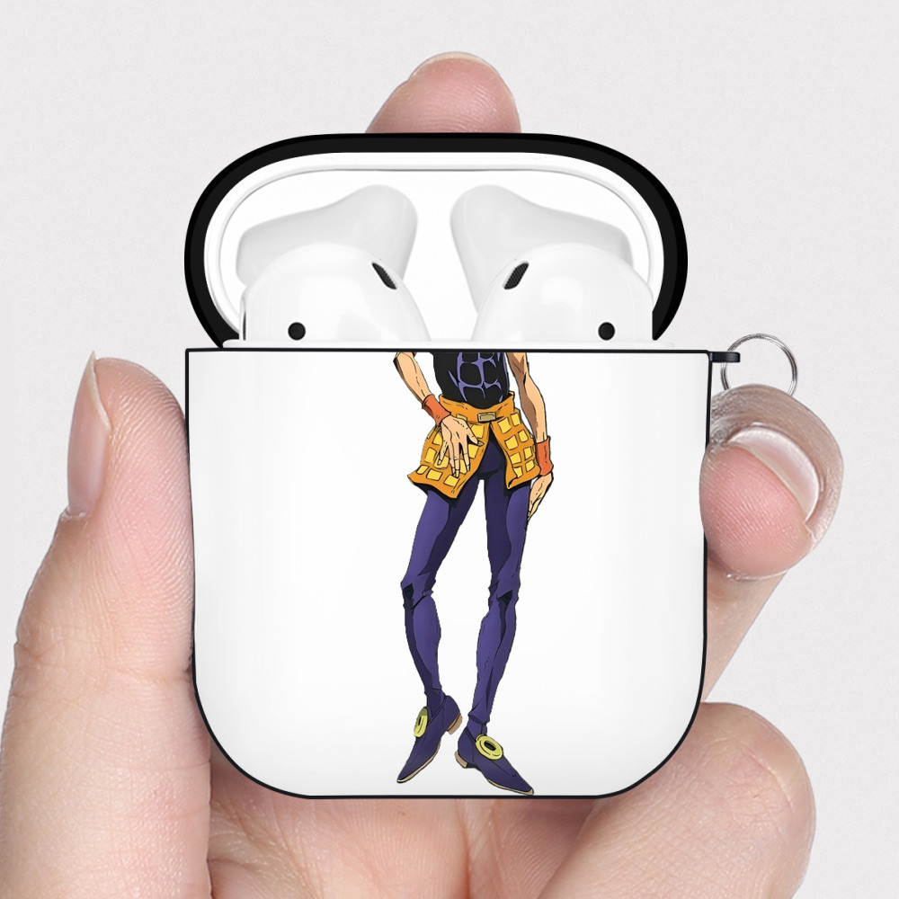 （画像用） ジョジョの奇妙な冒険 ナランチャ?ギルガ JoJo's Bizarre Adventure Narancia Ghirga AirPods 第2世代保護ケース ハードシェル ブラック 耐衝撃・防指紋・カラビナ付き