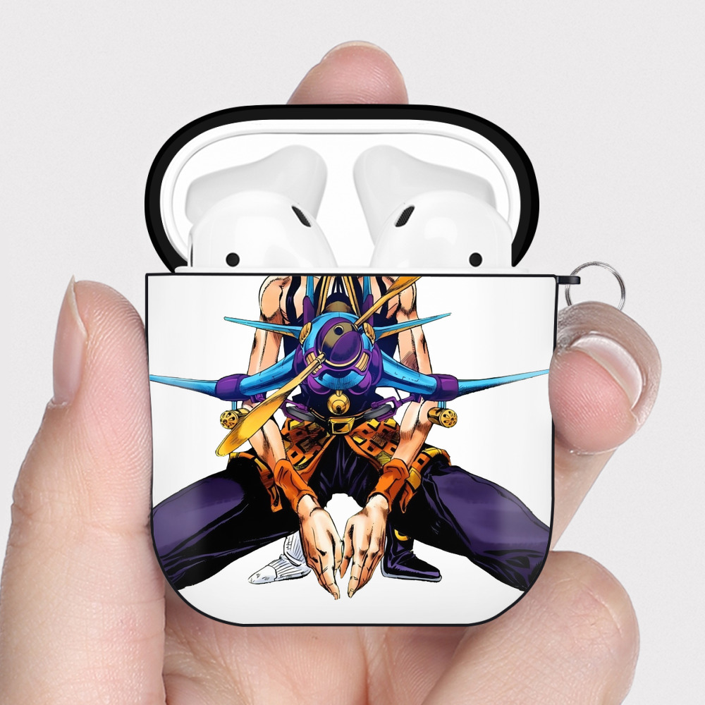 （画像用） ジョジョの奇妙な冒険 ナランチャ?ギルガ JoJo's Bizarre Adventure Narancia Ghirga AirPods 第2世代保護ケース ハードシェル ブラック 耐衝撃・防指紋・カラビナ付き