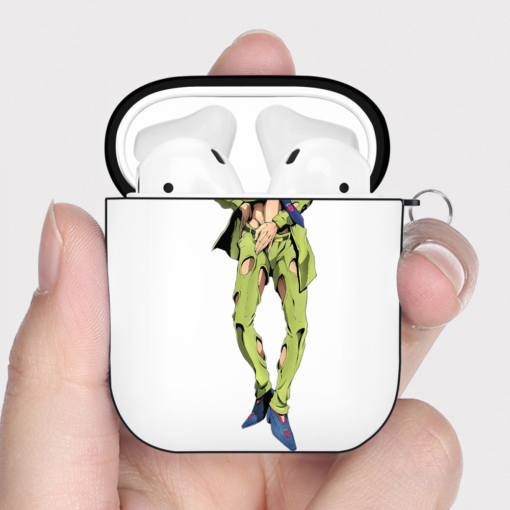 （画像用） ジョジョの奇妙な冒険 パンナコッタ?フー JoJo's Bizarre Adventure Pannacotta Fugo AirPods 第2世代保護ケース ハードシェル ブラック 耐衝撃・防指紋・カラビナ付き