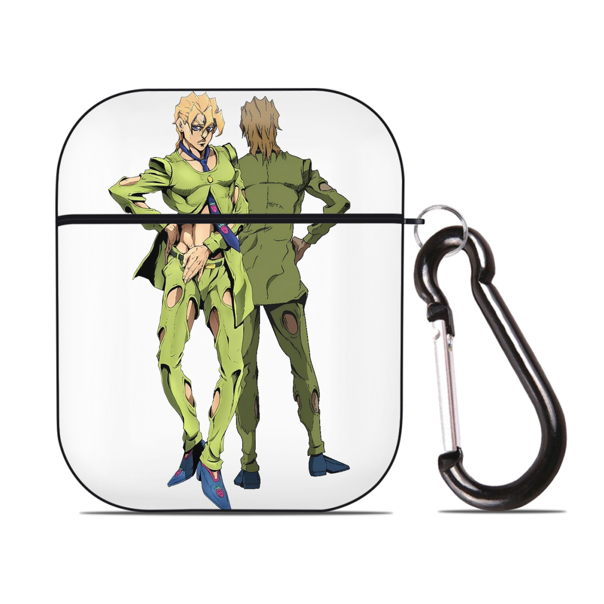 （画像用） ジョジョの奇妙な冒険 パンナコッタ?フー JoJo's Bizarre Adventure Pannacotta Fugo AirPods 第2世代保護ケース ハードシェル ブラック 耐衝撃・防指紋・カラビナ付き