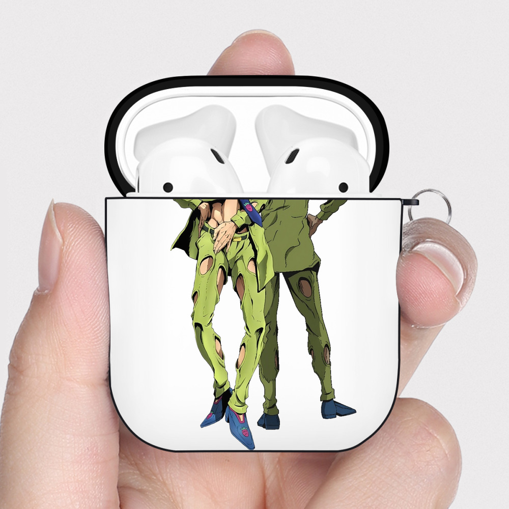 （画像用） ジョジョの奇妙な冒険 パンナコッタ?フー JoJo's Bizarre Adventure Pannacotta Fugo AirPods 第2世代保護ケース ハードシェル ブラック 耐衝撃・防指紋・カラビナ付き