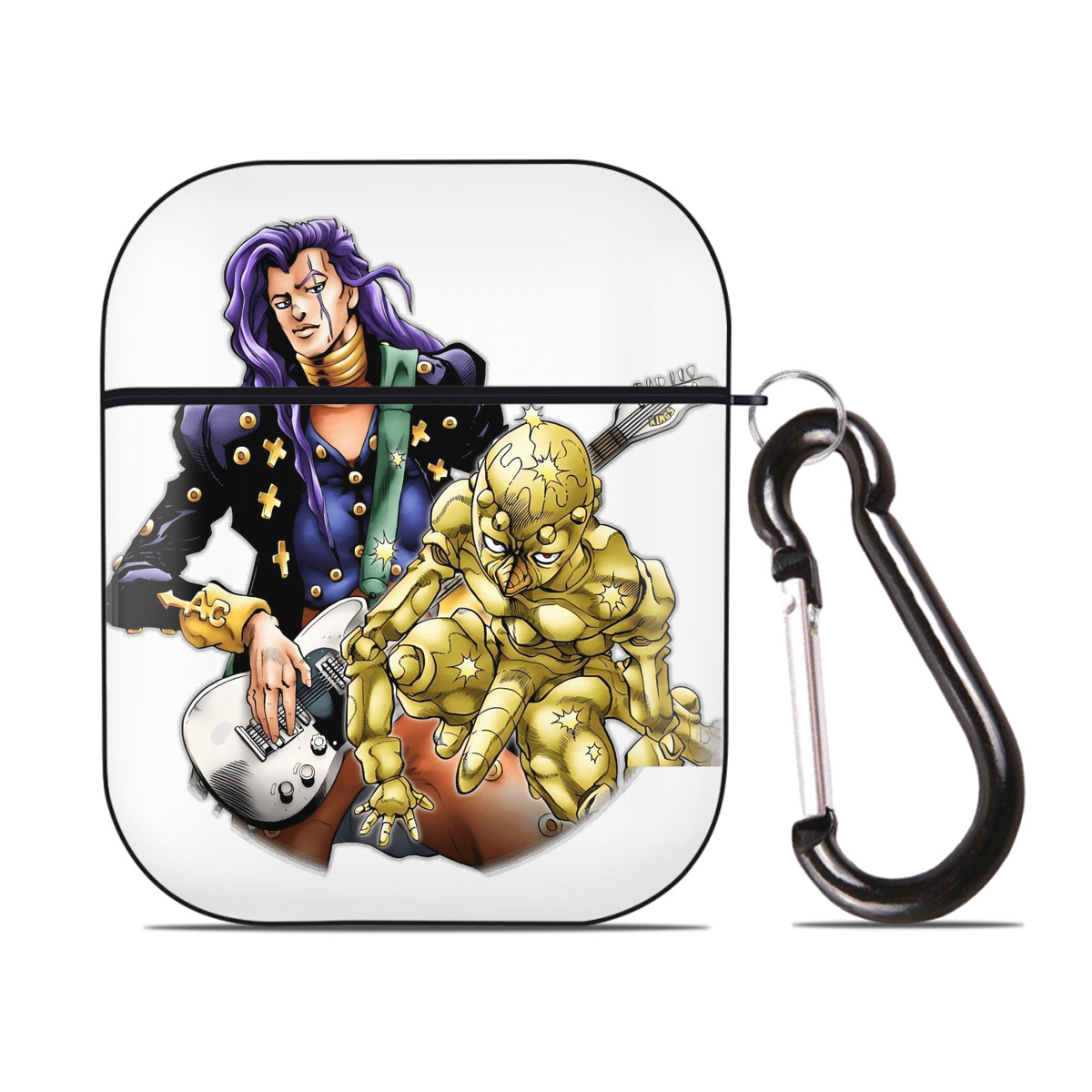 （画像用） ジョジョの奇妙な冒険 おといし あきら JoJo's Bizarre Adventure Akira Otoishi AirPods 第2世代保護ケース ハードシェル ブラック 耐衝撃・防指紋・カラビナ付き