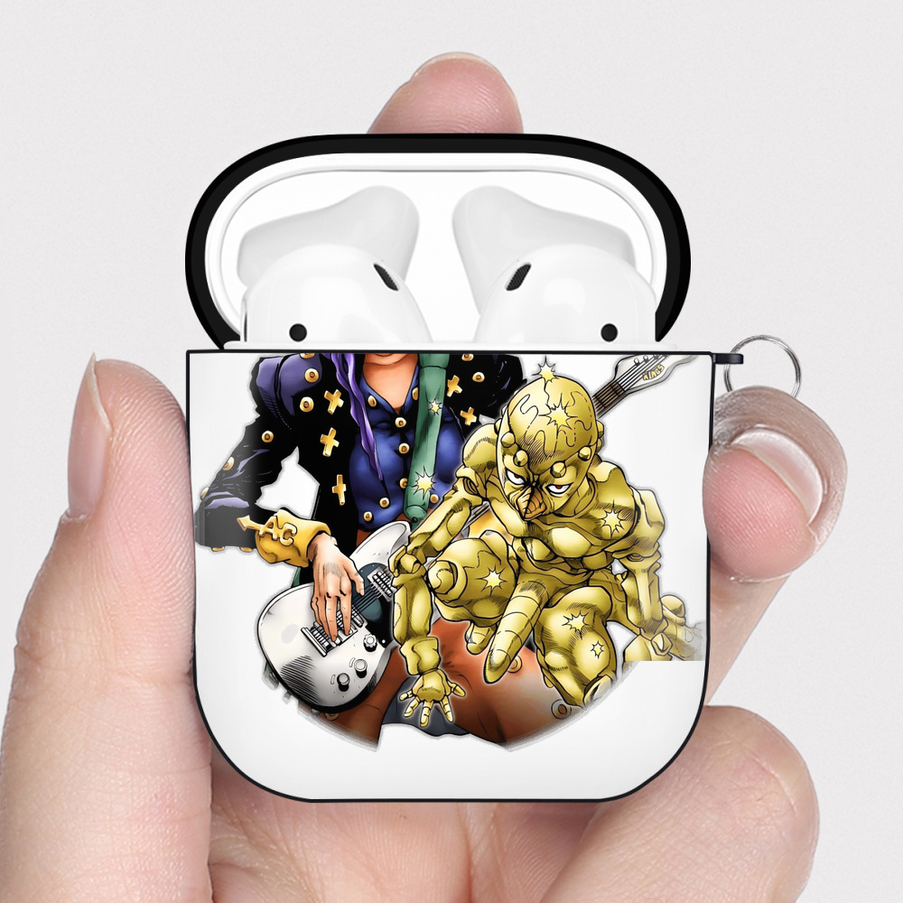 （画像用） ジョジョの奇妙な冒険 おといし あきら JoJo's Bizarre Adventure Akira Otoishi AirPods 第2世代保護ケース ハードシェル ブラック 耐衝撃・防指紋・カラビナ付き