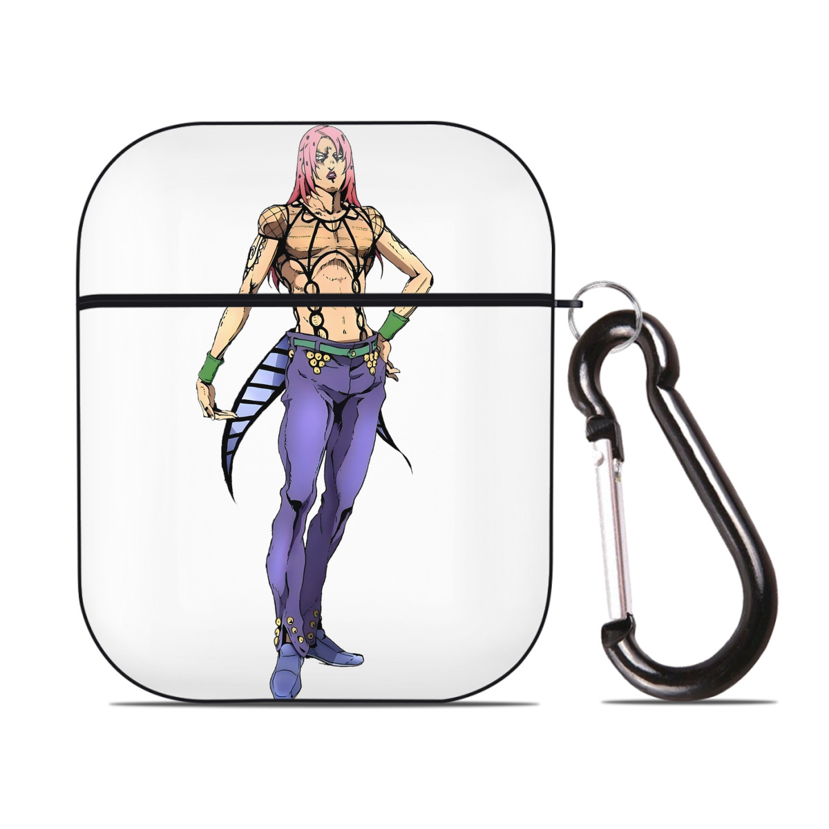 （画像用） ジョジョの奇妙な冒険 ビネガー?ドッピオ JoJo's Bizarre Adventure Vinegar Doppio AirPods 第2世代保護ケース ハードシェル ブラック 耐衝撃・防指紋・カラビナ付き