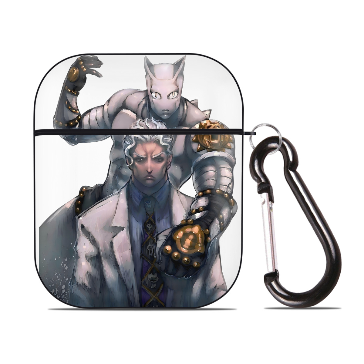 （画像用） ジョジョの奇妙な冒険 きら よしかげ JoJo's Bizarre Adventure Kira Yoshikage AirPods 第2世代保護ケース ハードシェル ブラック 耐衝撃・防指紋・カラビナ付き