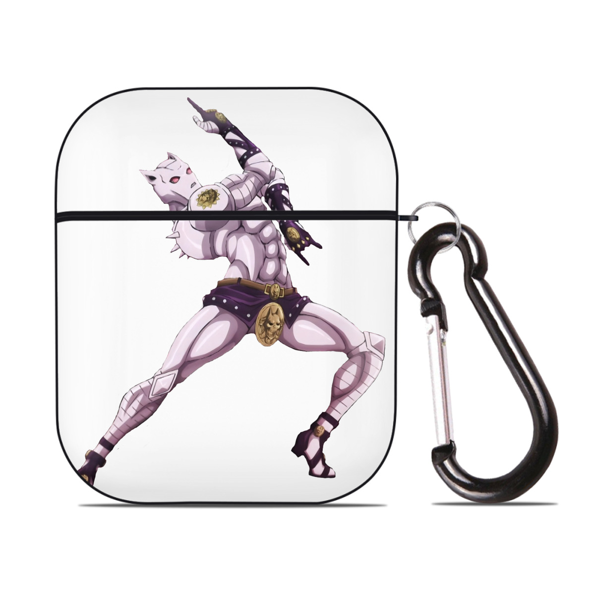 （画像用） ジョジョの奇妙な冒険 きら よしかげ JoJo's Bizarre Adventure Kira Yoshikage AirPods 第2世代保護ケース ハードシェル ブラック 耐衝撃・防指紋・カラビナ付き