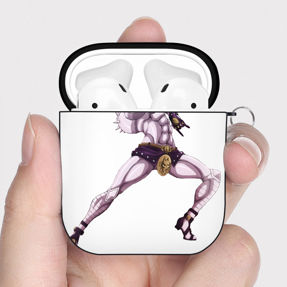 （画像用） ジョジョの奇妙な冒険 きら よしかげ JoJo's Bizarre Adventure Kira Yoshikage AirPods 第2世代保護ケース ハードシェル ブラック 耐衝撃・防指紋・カラビナ付き