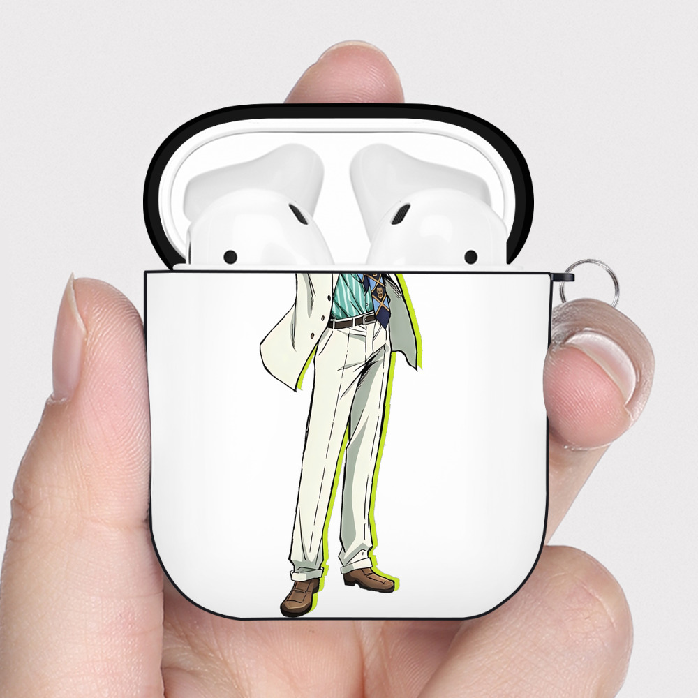 （画像用） ジョジョの奇妙な冒険 きら よしかげ JoJo's Bizarre Adventure Kira Yoshikage AirPods 第2世代保護ケース ハードシェル ブラック 耐衝撃・防指紋・カラビナ付き