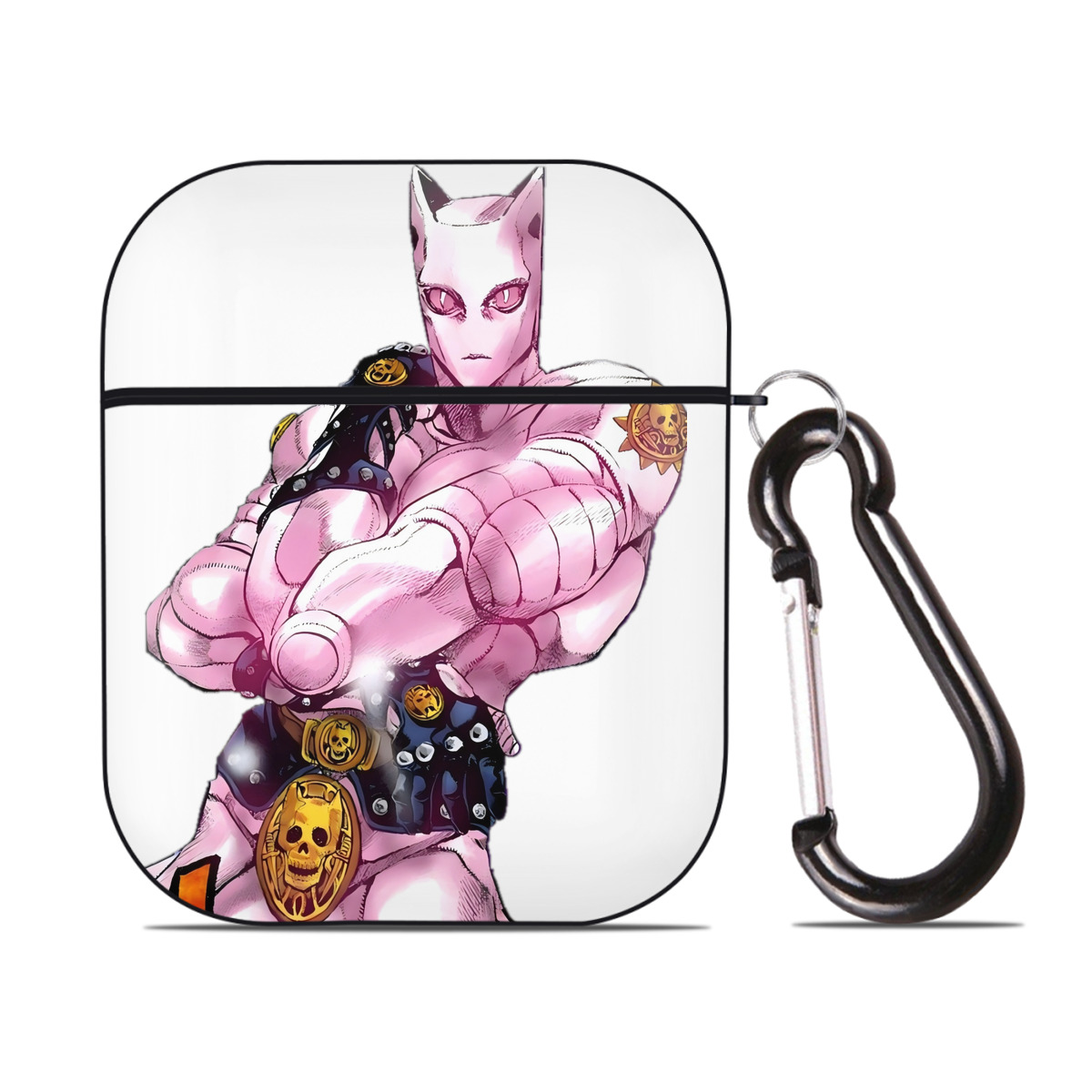 （画像用） ジョジョの奇妙な冒険 きら よしかげ JoJo's Bizarre Adventure Kira Yoshikage AirPods 第2世代保護ケース ハードシェル ブラック 耐衝撃・防指紋・カラビナ付き