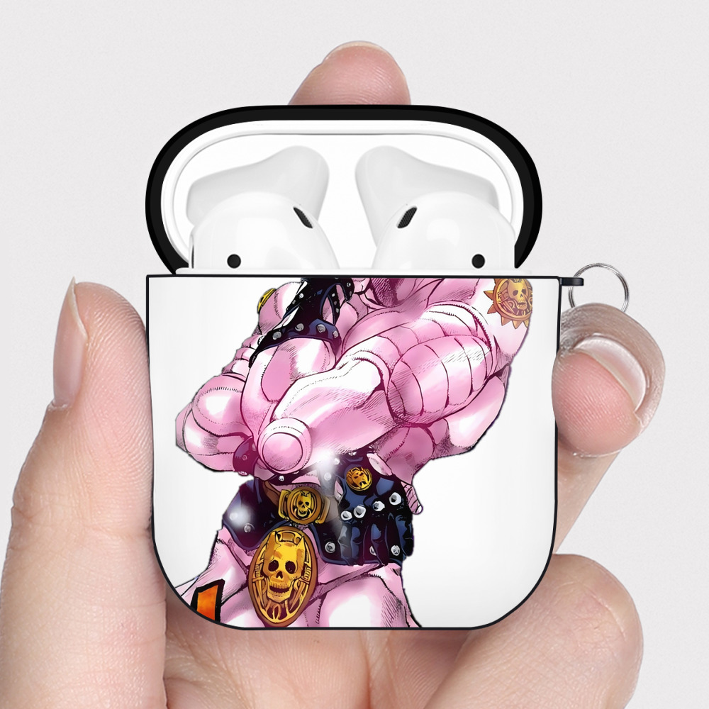 （画像用） ジョジョの奇妙な冒険 きら よしかげ JoJo's Bizarre Adventure Kira Yoshikage AirPods 第2世代保護ケース ハードシェル ブラック 耐衝撃・防指紋・カラビナ付き