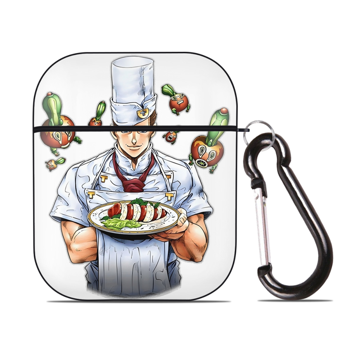 （画像用） ジョジョの奇妙な冒険 Tonio Trussardi JoJo's Bizarre Adventure トニオ?トラッサルディ AirPods 第2世代保護ケース ハードシェル ブラック 耐衝撃・防指紋・カラビナ付き