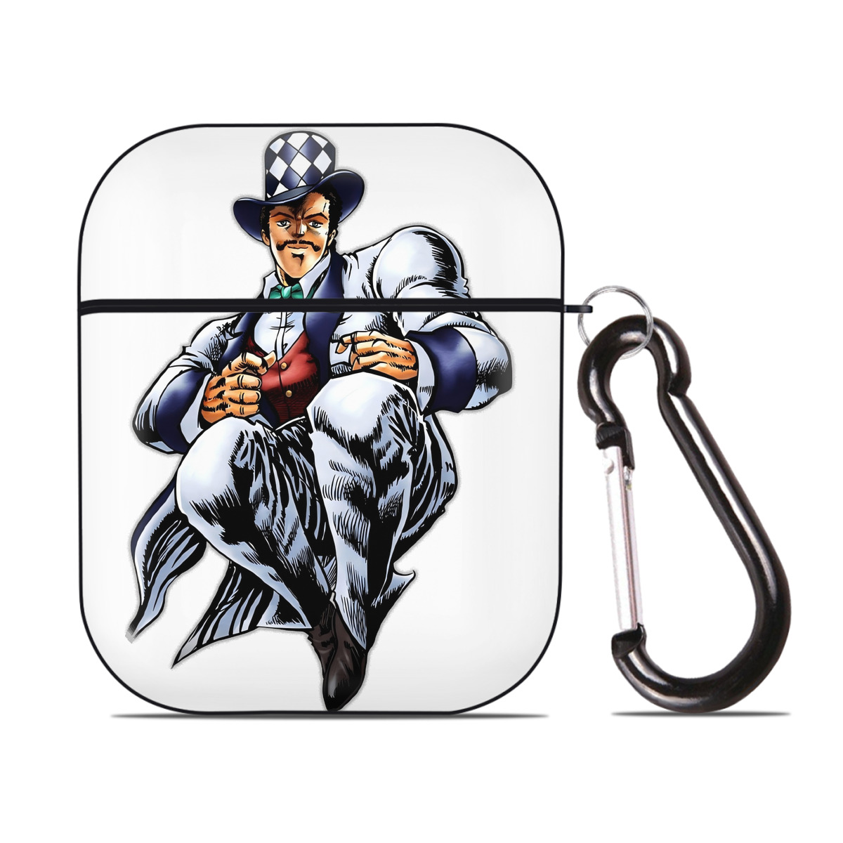 （画像用） ジョジョの奇妙な冒険 ウィル?アントニオ?ツェペリ JoJo's Bizarre Adventure Will Anthonio Zeppeli AirPods 第2世代保護ケース ハードシェル ブラック 耐衝撃・防指紋・カラビナ付き