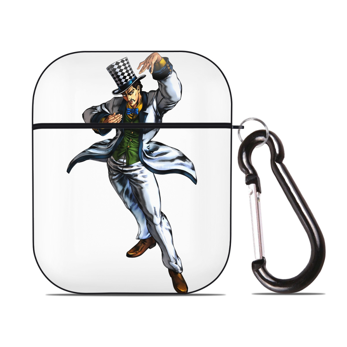 （画像用） ジョジョの奇妙な冒険 ウィル?アントニオ?ツェペリ JoJo's Bizarre Adventure Will Anthonio Zeppeli AirPods 第2世代保護ケース ハードシェル ブラック 耐衝撃・防指紋・カラビナ付き