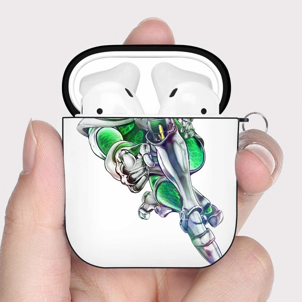 （画像用） ジョジョの奇妙な冒険 花京院 典明（かきょういん のりあき） JoJo's Bizarre Adventure Kakyoin Noriaki AirPods 第2世代保護ケース ハードシェル ブラック 耐衝撃・防指紋・カラビナ付き