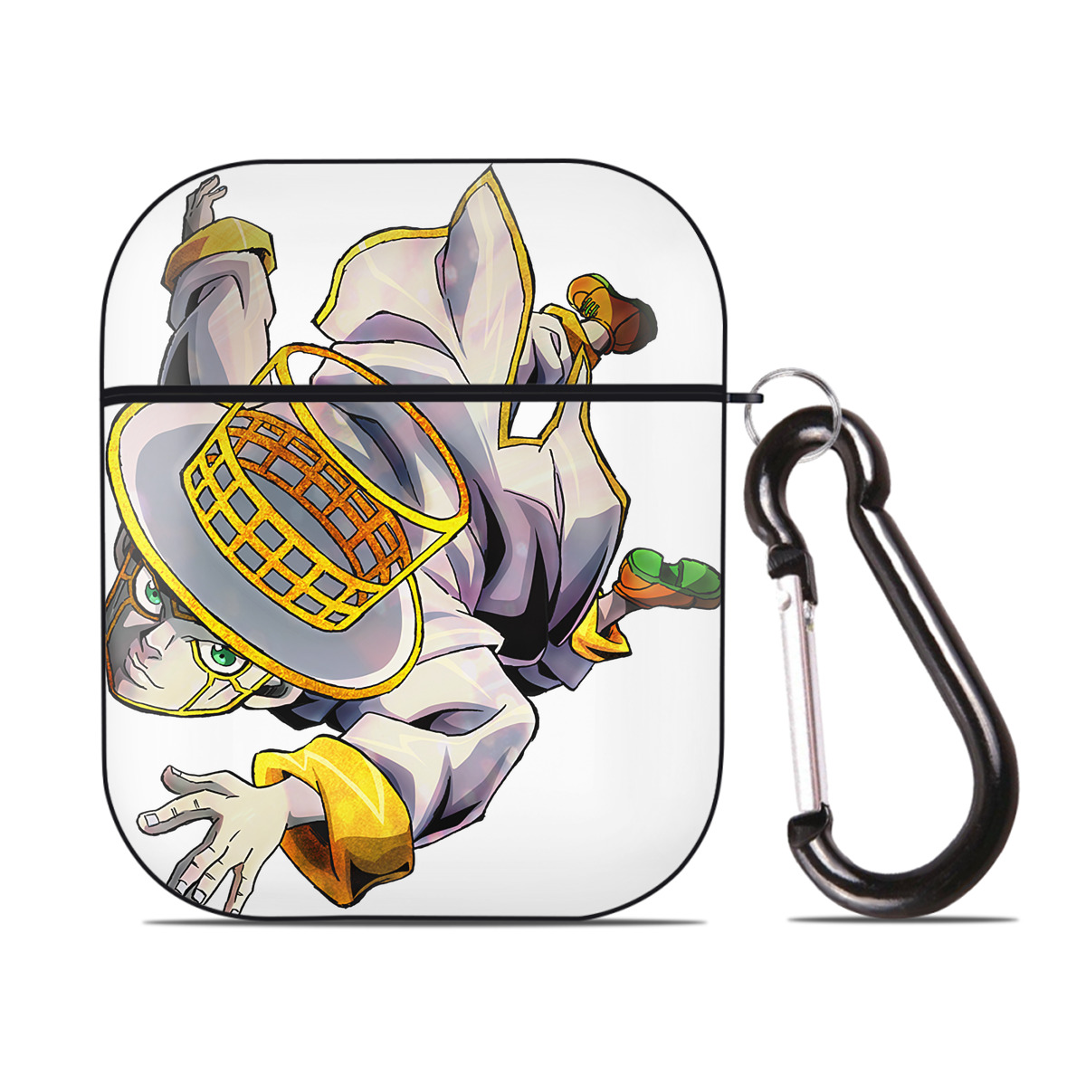 （画像用） ジョジョの奇妙な冒険 岸辺 露伴（きしべ ろはん） JoJo's Bizarre Adventure Rohan Kishibe AirPods 第2世代保護ケース ハードシェル ブラック 耐衝撃・防指紋・カラビナ付き