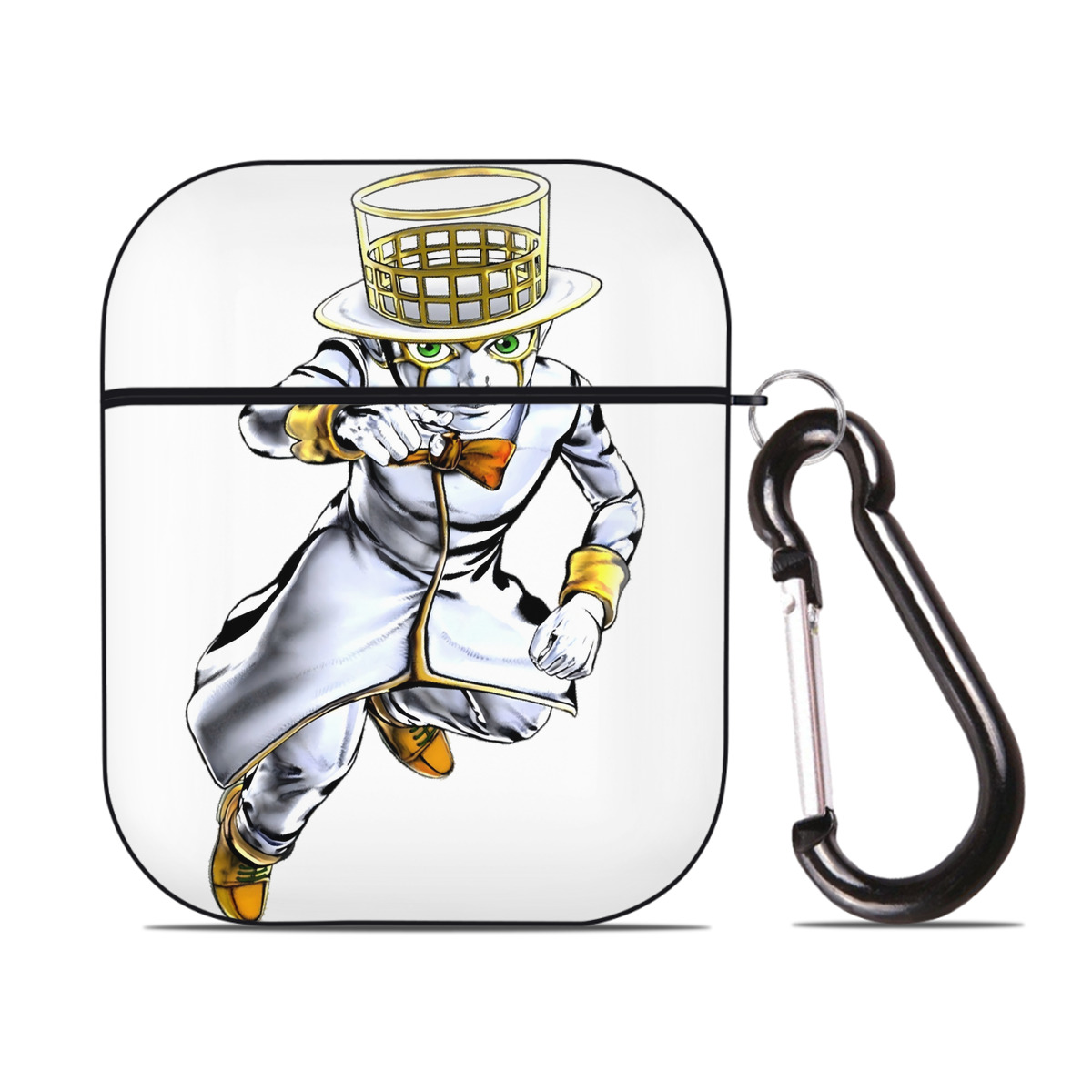 （画像用） ジョジョの奇妙な冒険 岸辺 露伴（きしべ ろはん） JoJo's Bizarre Adventure Rohan Kishibe AirPods 第2世代保護ケース ハードシェル ブラック 耐衝撃・防指紋・カラビナ付き
