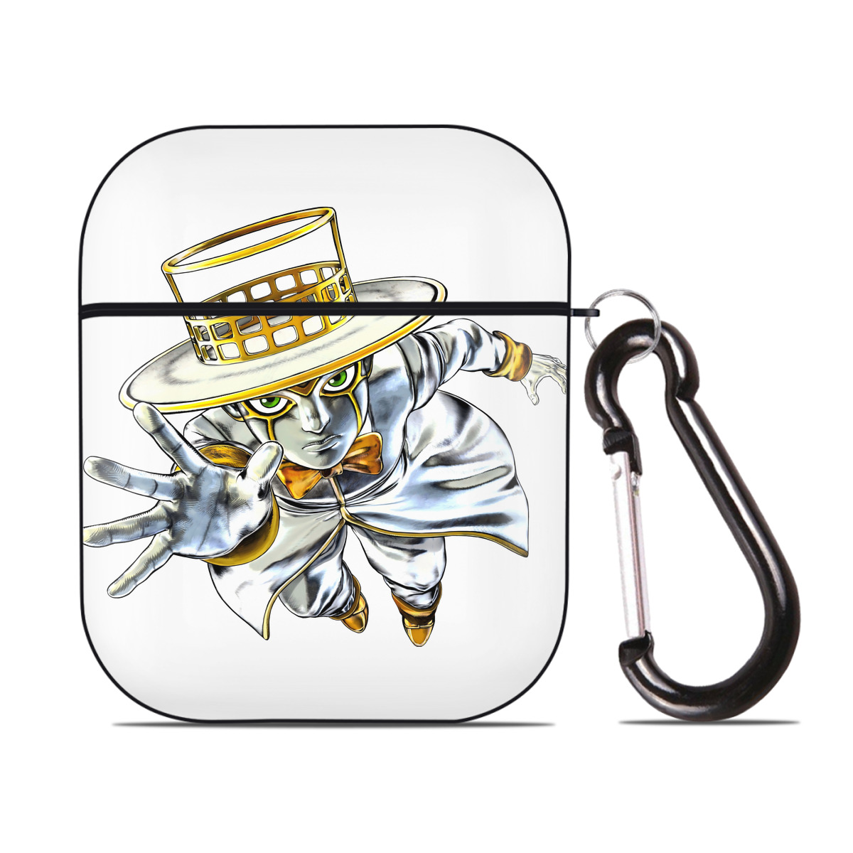 （画像用） ジョジョの奇妙な冒険 岸辺 露伴（きしべ ろはん） JoJo's Bizarre Adventure Rohan Kishibe AirPods 第2世代保護ケース ハードシェル ブラック 耐衝撃・防指紋・カラビナ付き