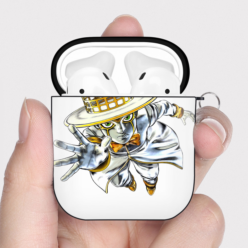（画像用） ジョジョの奇妙な冒険 岸辺 露伴（きしべ ろはん） JoJo's Bizarre Adventure Rohan Kishibe AirPods 第2世代保護ケース ハードシェル ブラック 耐衝撃・防指紋・カラビナ付き