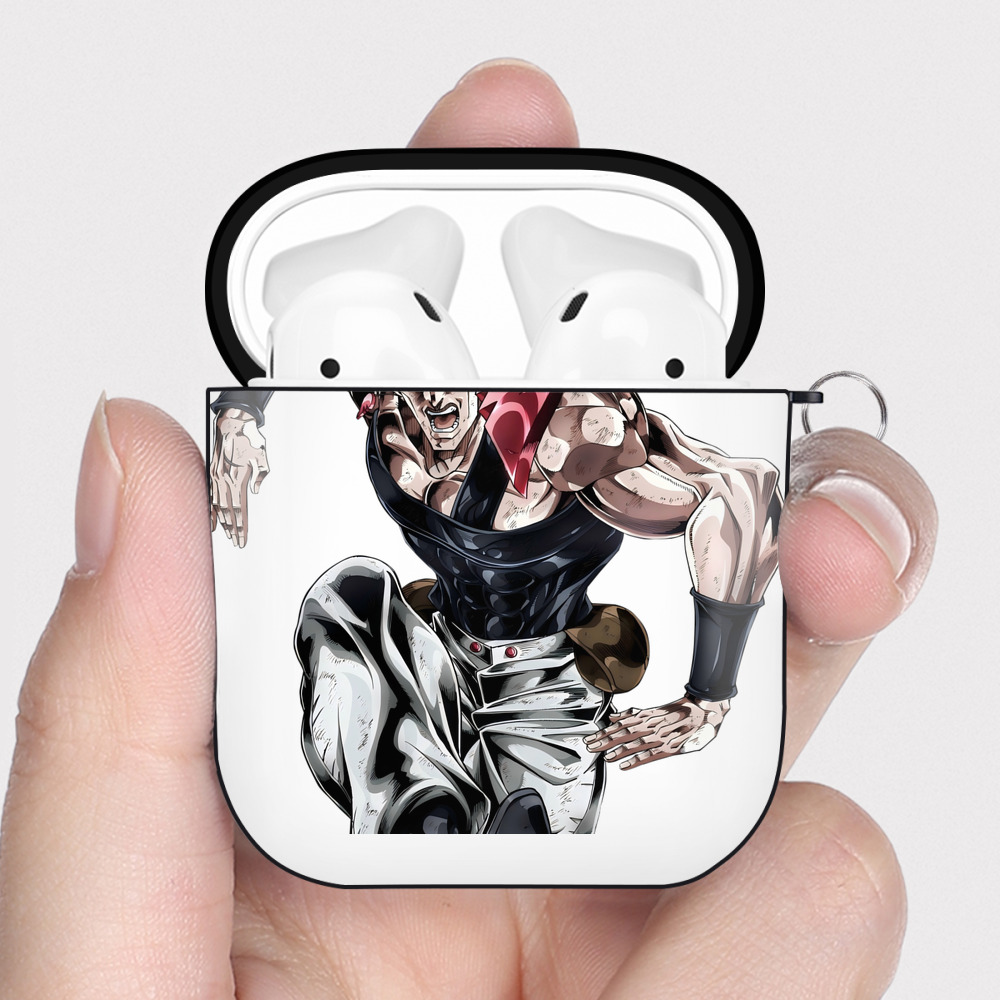 （画像用） ジョジョの奇妙な冒険 ジャン＝ピエール?ポルナレフ JoJo's Bizarre Adventure Jan Pierre Polnareff AirPods 第2世代保護ケース ハードシェル ブラック 耐衝撃・防指紋・カラビナ付き