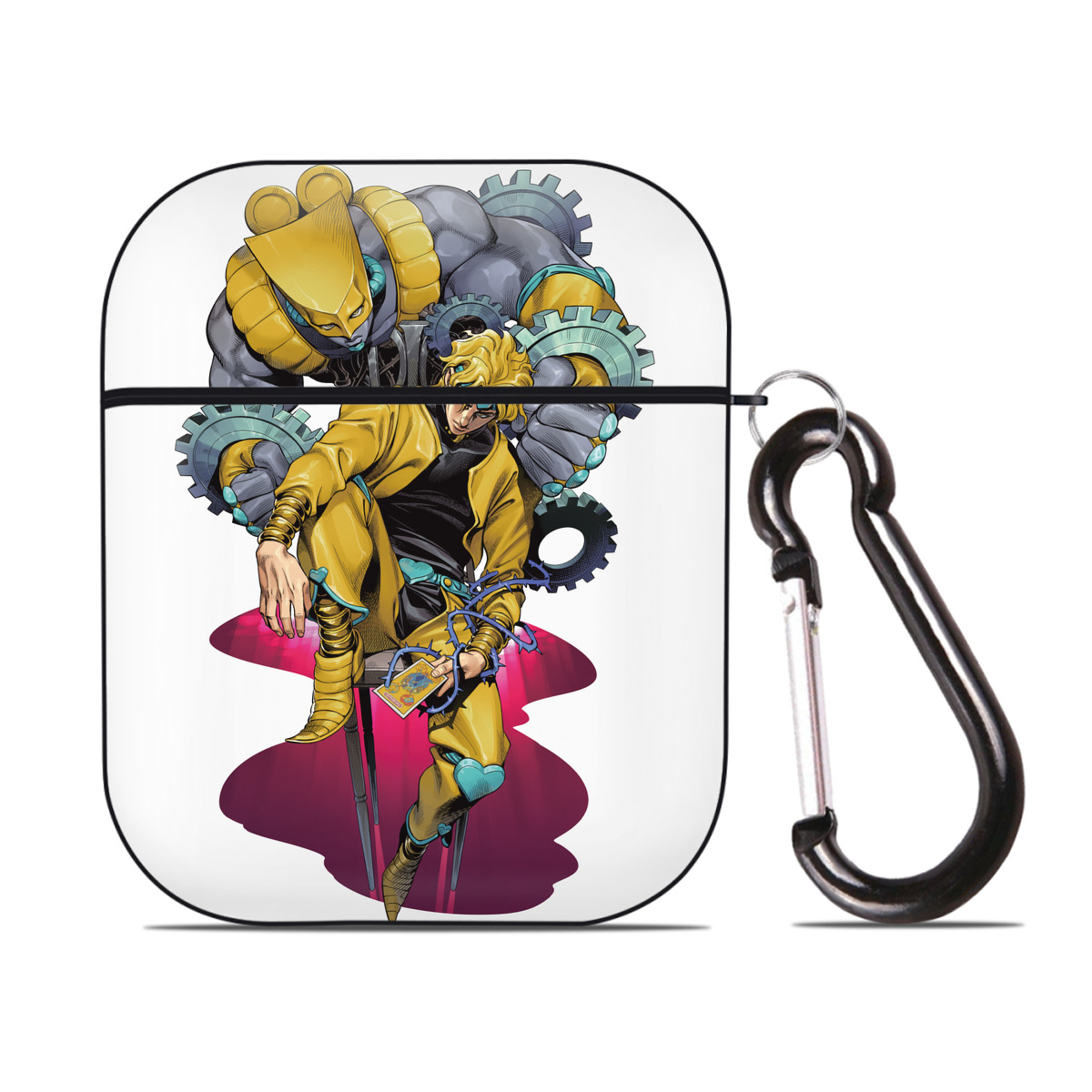 （画像用） ジョジョの奇妙な冒険 ディオ?ブランドー JoJo's Bizarre Adventure Dio Brando AirPods 第2世代保護ケース ハードシェル ブラック 耐衝撃・防指紋・カラビナ付き