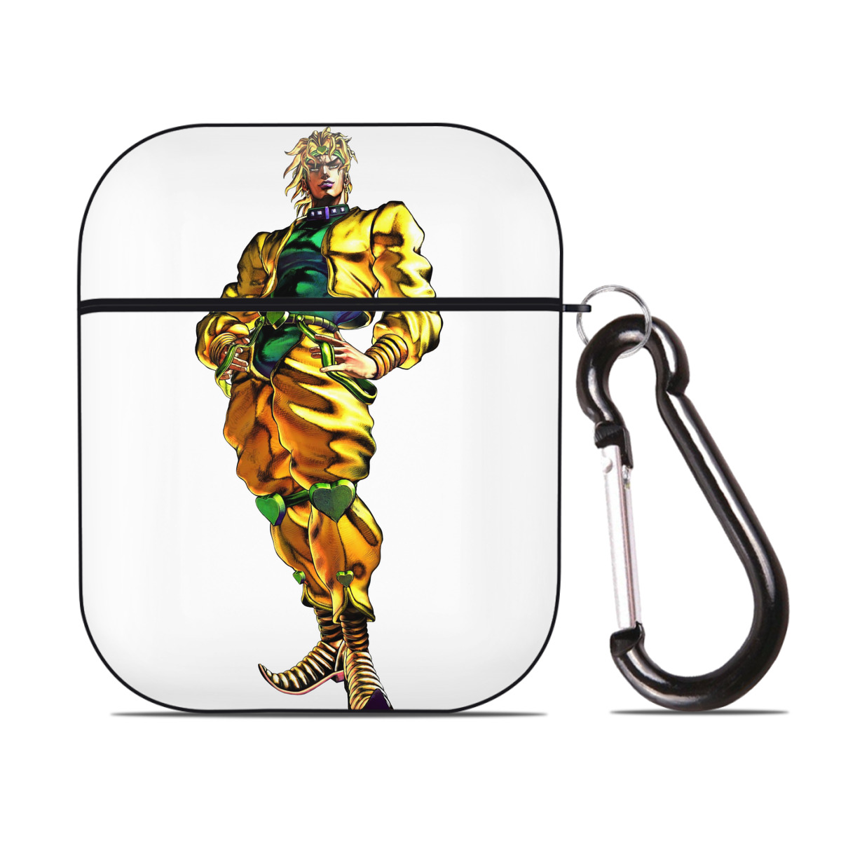 （画像用） ジョジョの奇妙な冒険 ディオ?ブランドー JoJo's Bizarre Adventure Dio Brando AirPods 第2世代保護ケース ハードシェル ブラック 耐衝撃・防指紋・カラビナ付き