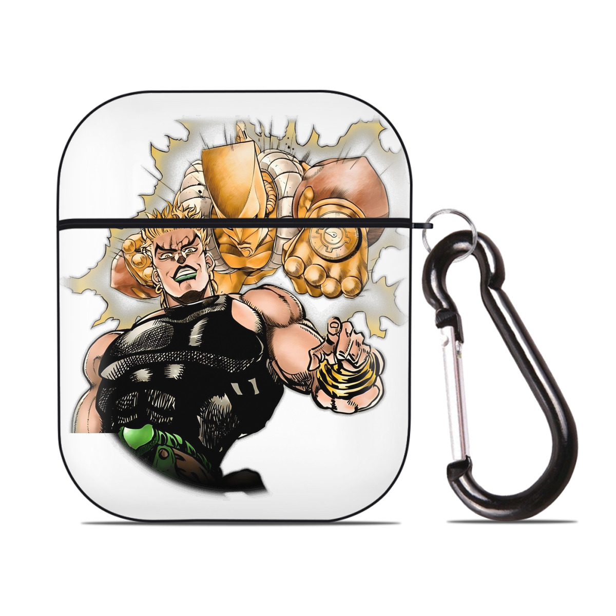 （画像用） ジョジョの奇妙な冒険 ディオ?ブランドー JoJo's Bizarre Adventure Dio Brando AirPods 第2世代保護ケース ハードシェル ブラック 耐衝撃・防指紋・カラビナ付き