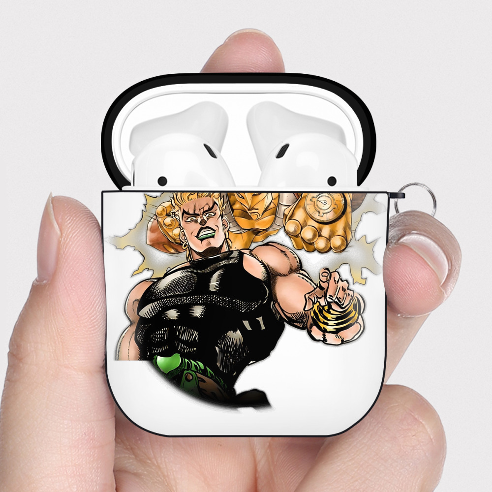 （画像用） ジョジョの奇妙な冒険 ディオ?ブランドー JoJo's Bizarre Adventure Dio Brando AirPods 第2世代保護ケース ハードシェル ブラック 耐衝撃・防指紋・カラビナ付き