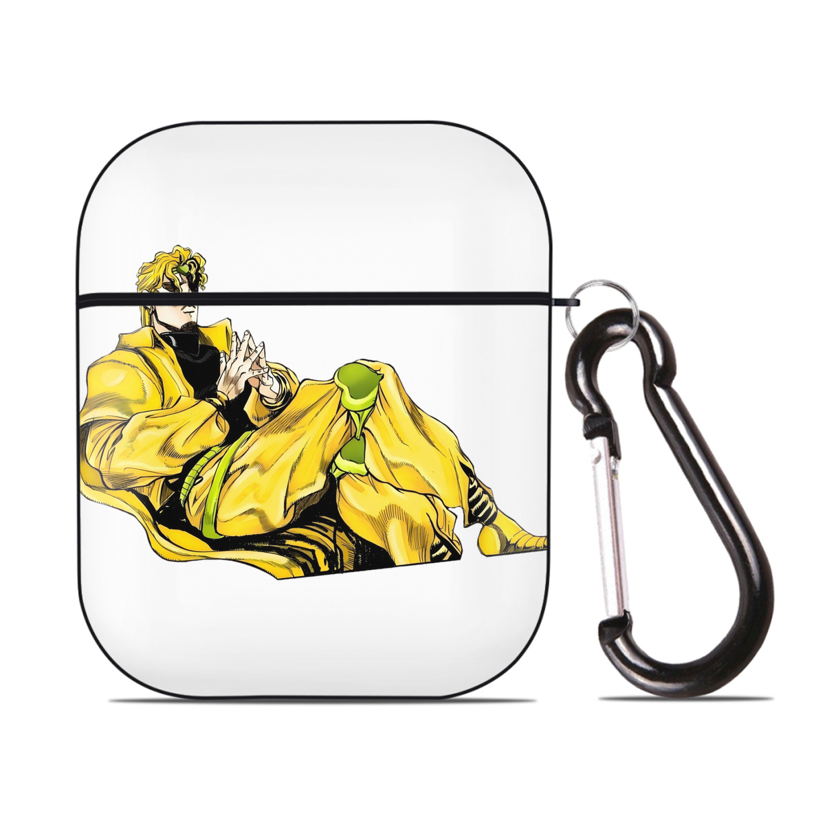 （画像用） ジョジョの奇妙な冒険 ディオ?ブランドー JoJo's Bizarre Adventure Dio Brando AirPods 第2世代保護ケース ハードシェル ブラック 耐衝撃・防指紋・カラビナ付き