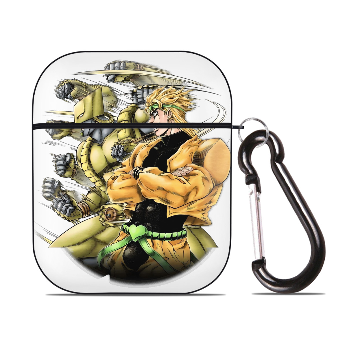 （画像用） ジョジョの奇妙な冒険 ディオ?ブランドー JoJo's Bizarre Adventure Dio Brando AirPods 第2世代保護ケース ハードシェル ブラック 耐衝撃・防指紋・カラビナ付き