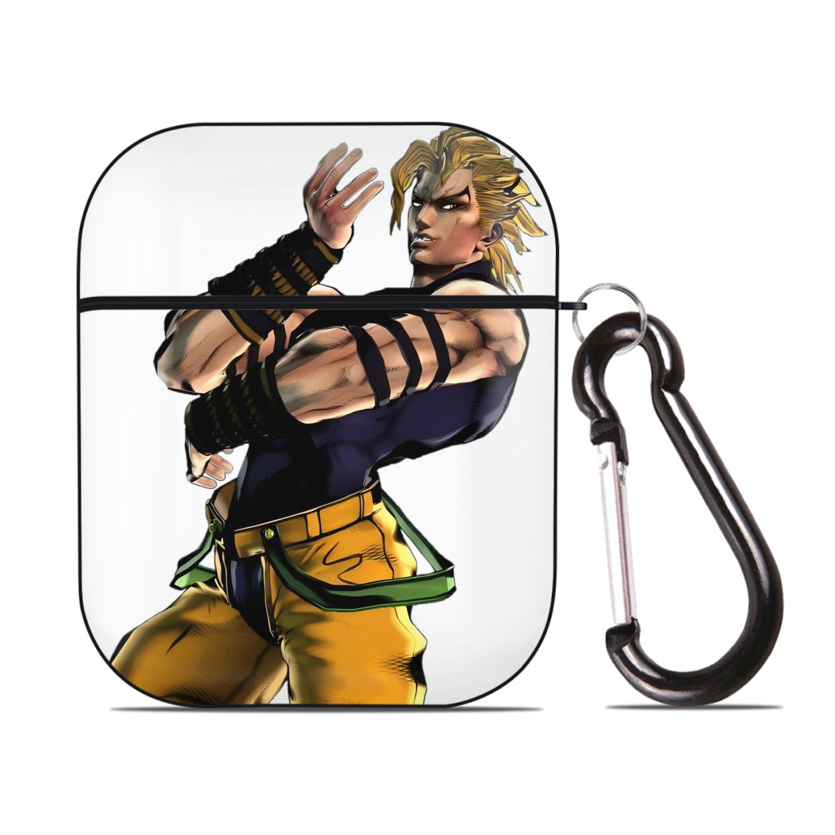 （画像用） ジョジョの奇妙な冒険 ディオ?ブランドー JoJo's Bizarre Adventure Dio Brando AirPods 第2世代保護ケース ハードシェル ブラック 耐衝撃・防指紋・カラビナ付き
