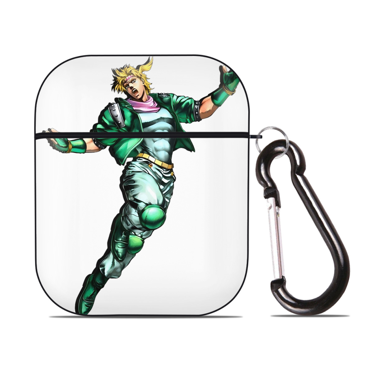 （画像用） ジョジョの奇妙な冒険 ディオ?ブランドー JoJo's Bizarre Adventure Dio Brando AirPods 第2世代保護ケース ハードシェル ブラック 耐衝撃・防指紋・カラビナ付き