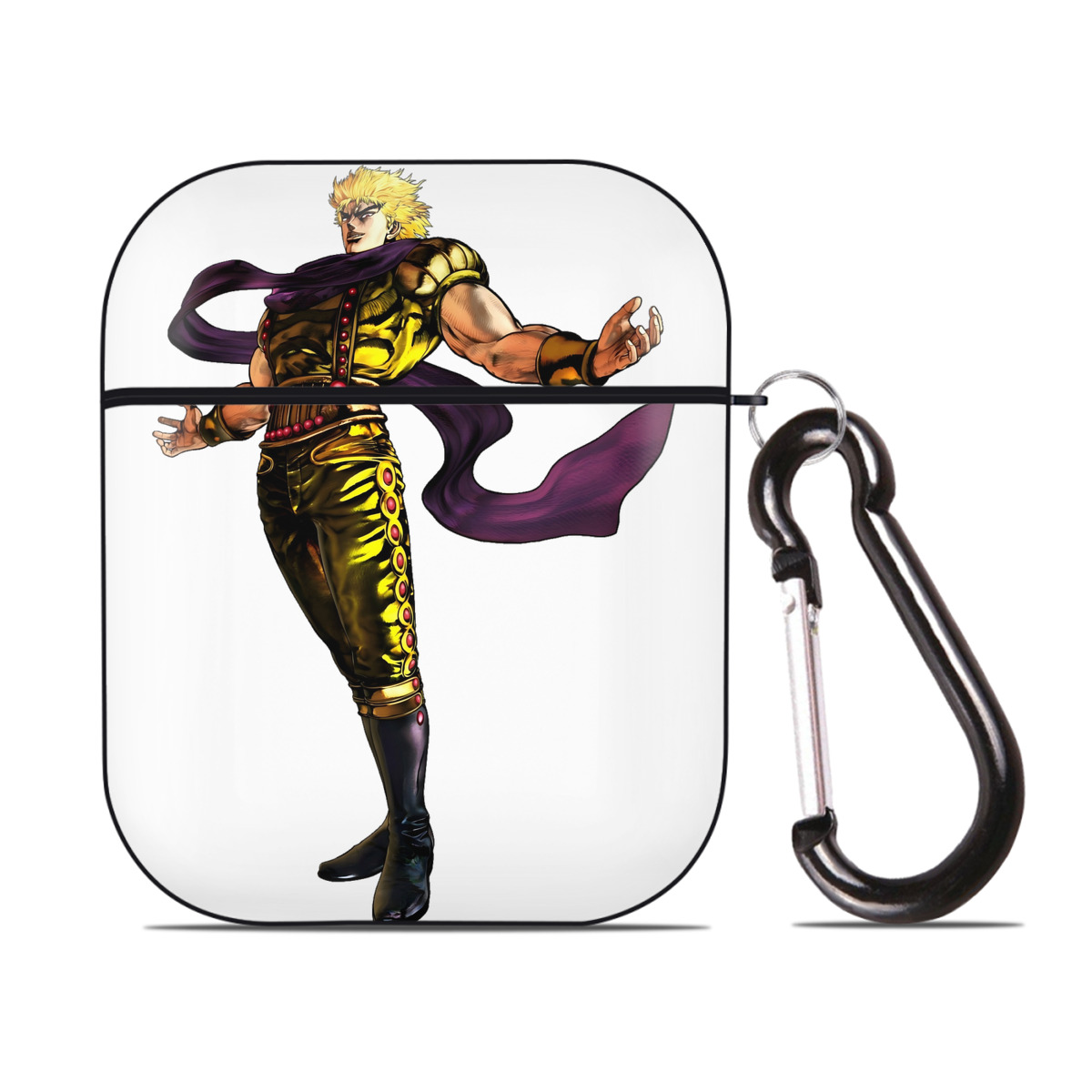 （画像用） ジョジョの奇妙な冒険 ディオ?ブランドー JoJo's Bizarre Adventure Dio Brando AirPods 第2世代保護ケース ハードシェル ブラック 耐衝撃・防指紋・カラビナ付き