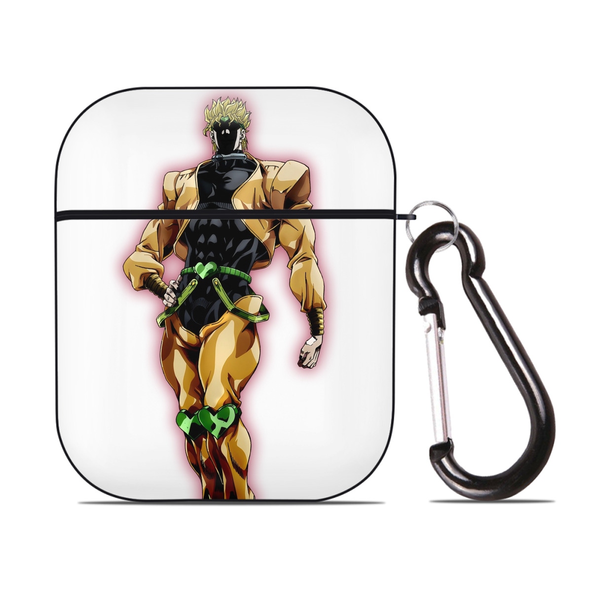 （画像用） ジョジョの奇妙な冒険 ディオ?ブランドー JoJo's Bizarre Adventure Dio Brando AirPods 第2世代保護ケース ハードシェル ブラック 耐衝撃・防指紋・カラビナ付き