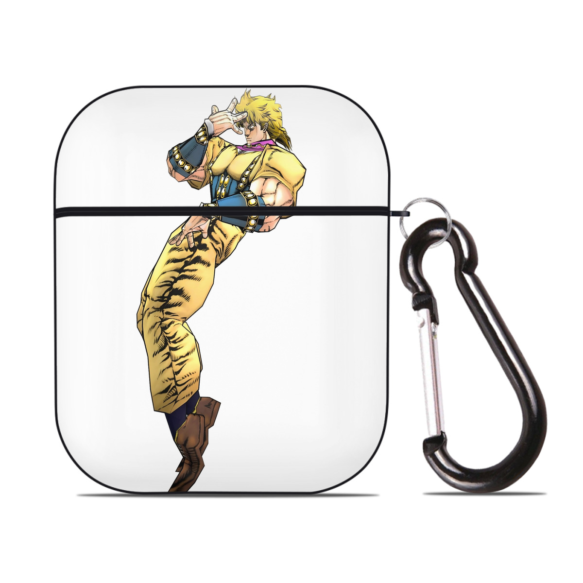 （画像用） ジョジョの奇妙な冒険 ディオ?ブランドー JoJo's Bizarre Adventure Dio Brando AirPods 第2世代保護ケース ハードシェル ブラック 耐衝撃・防指紋・カラビナ付き
