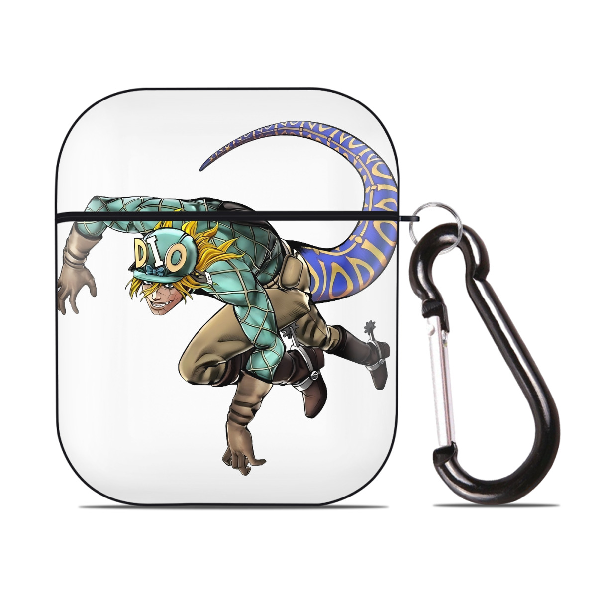 （画像用） ジョジョの奇妙な冒険 ディオ?ブランドー JoJo's Bizarre Adventure Dio Brando AirPods 第2世代保護ケース ハードシェル ブラック 耐衝撃・防指紋・カラビナ付き