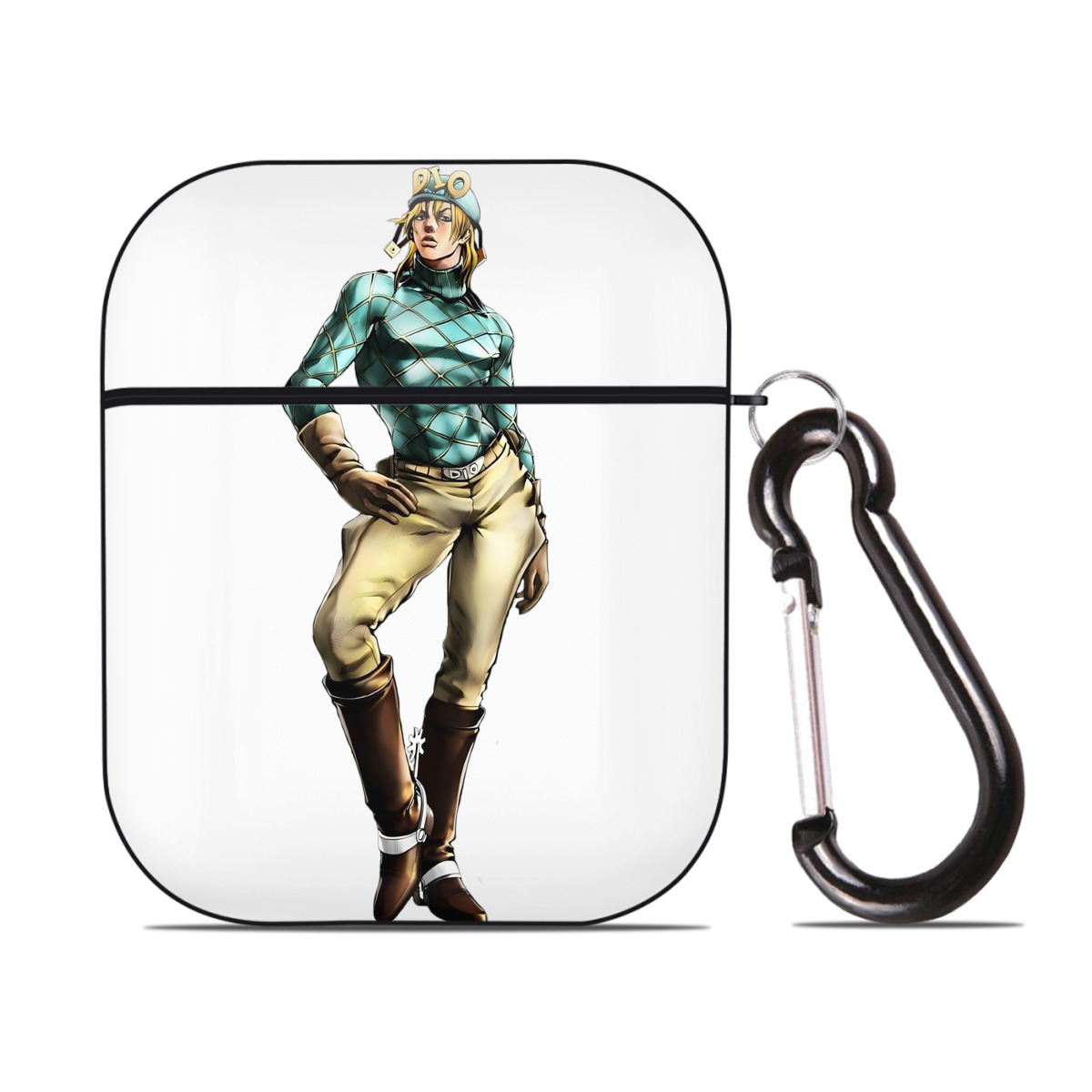 （画像用） ジョジョの奇妙な冒険 ディオ?ブランドー JoJo's Bizarre Adventure Dio Brando AirPods 第2世代保護ケース ハードシェル ブラック 耐衝撃・防指紋・カラビナ付き