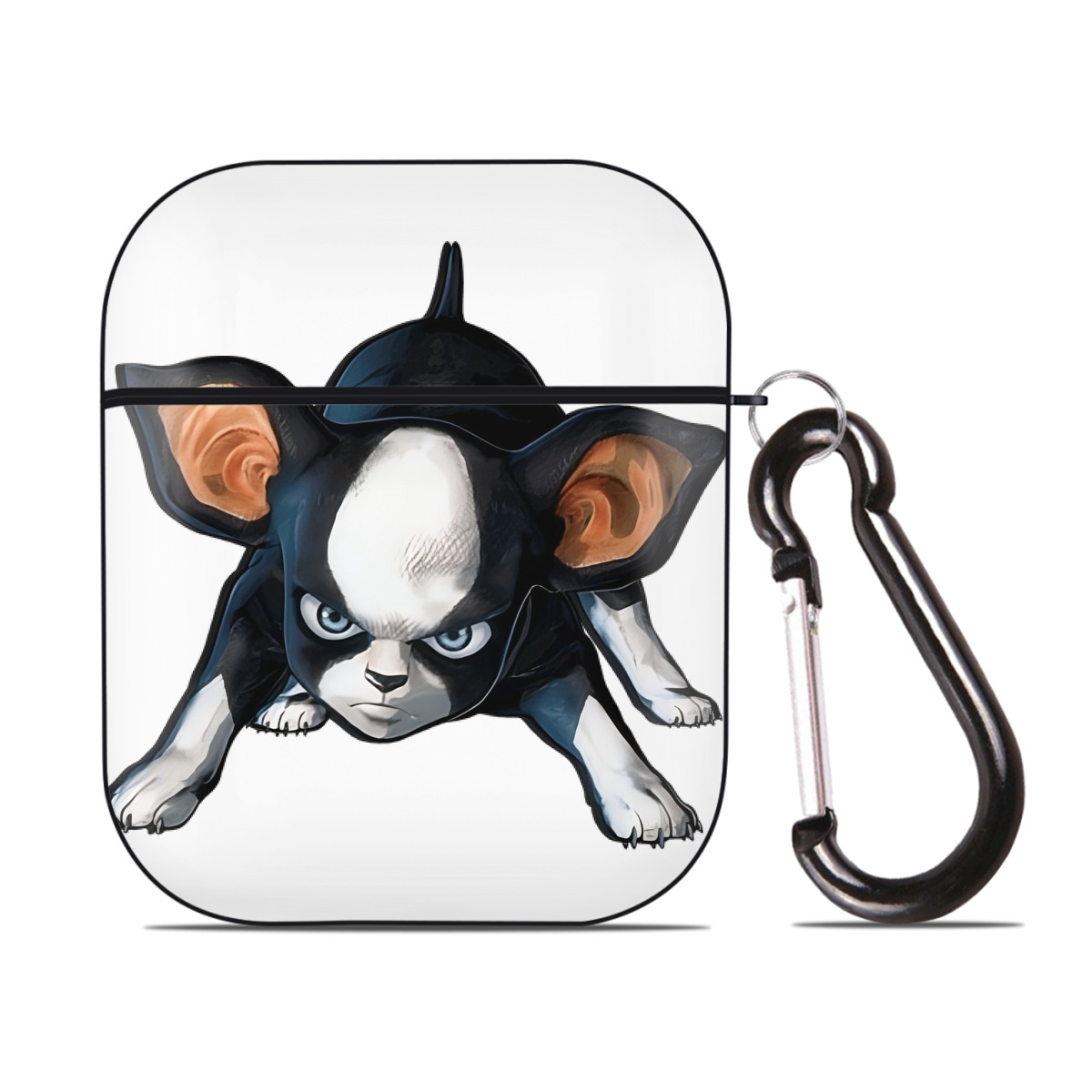 （画像用） ジョジョの奇妙な冒険 イギー JoJo's Bizarre Adventure Iggy AirPods 第2世代保護ケース ハードシェル ブラック 耐衝撃・防指紋・カラビナ付き