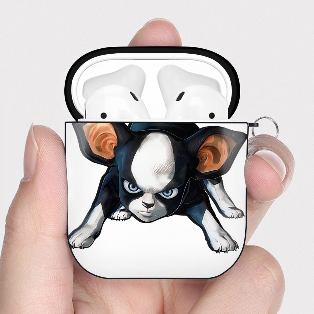 （画像用） ジョジョの奇妙な冒険 イギー JoJo's Bizarre Adventure Iggy AirPods 第2世代保護ケース ハードシェル ブラック 耐衝撃・防指紋・カラビナ付き