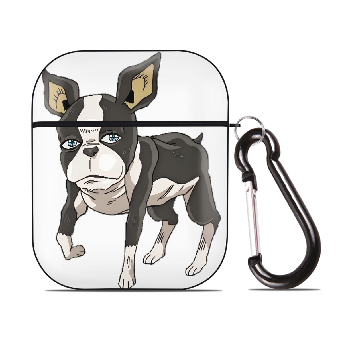 （画像用） ジョジョの奇妙な冒険 イギー JoJo's Bizarre Adventure Iggy AirPods 第2世代保護ケース ハードシェル ブラック 耐衝撃・防指紋・カラビナ付き