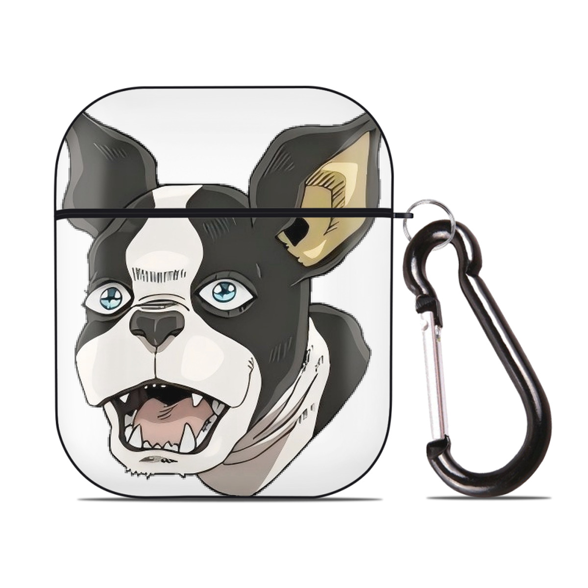 （画像用） ジョジョの奇妙な冒険 イギー JoJo's Bizarre Adventure Iggy AirPods 第2世代保護ケース ハードシェル ブラック 耐衝撃・防指紋・カラビナ付き