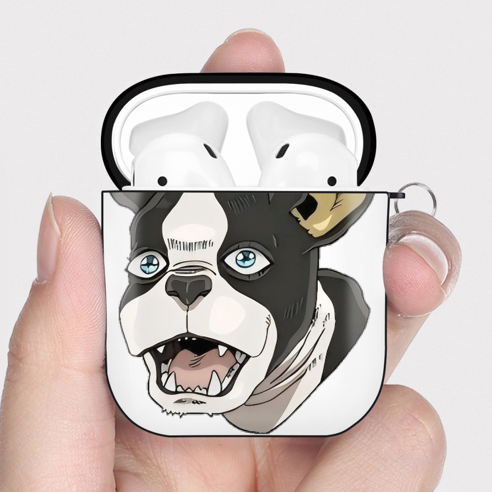 （画像用） ジョジョの奇妙な冒険 イギー JoJo's Bizarre Adventure Iggy AirPods 第2世代保護ケース ハードシェル ブラック 耐衝撃・防指紋・カラビナ付き