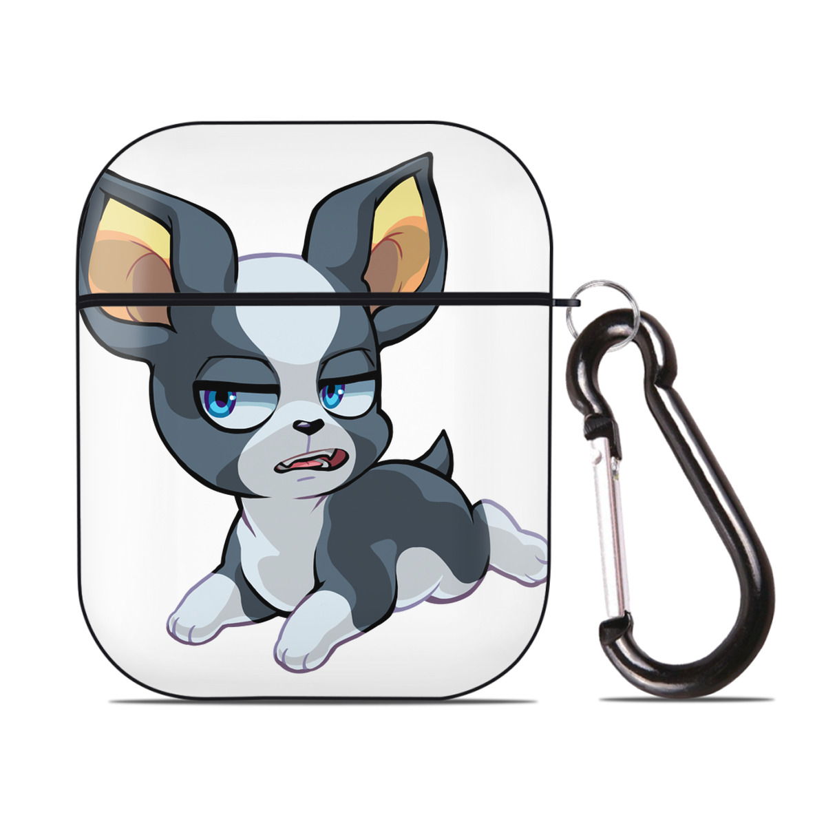 （画像用） ジョジョの奇妙な冒険 イギー JoJo's Bizarre Adventure Iggy AirPods 第2世代保護ケース ハードシェル ブラック 耐衝撃・防指紋・カラビナ付き