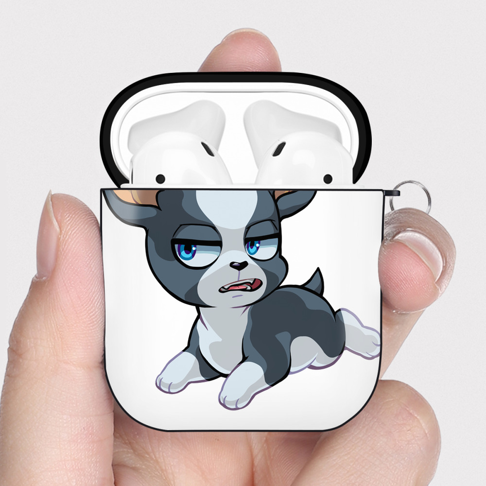 （画像用） ジョジョの奇妙な冒険 イギー JoJo's Bizarre Adventure Iggy AirPods 第2世代保護ケース ハードシェル ブラック 耐衝撃・防指紋・カラビナ付き