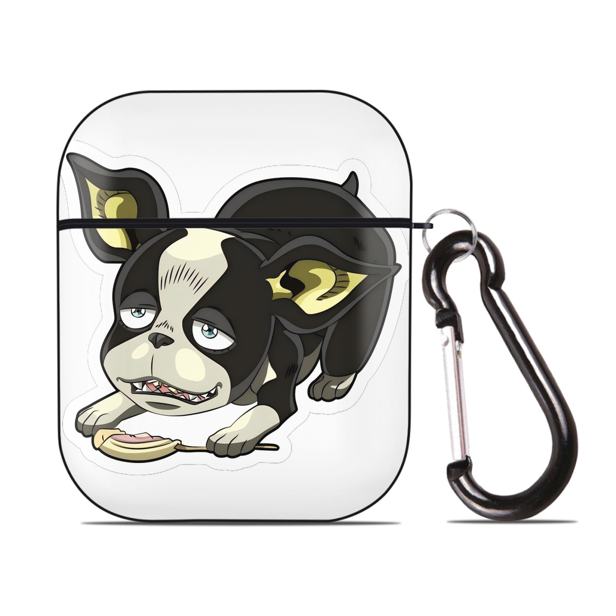 （画像用） ジョジョの奇妙な冒険 イギー JoJo's Bizarre Adventure Iggy AirPods 第2世代保護ケース ハードシェル ブラック 耐衝撃・防指紋・カラビナ付き